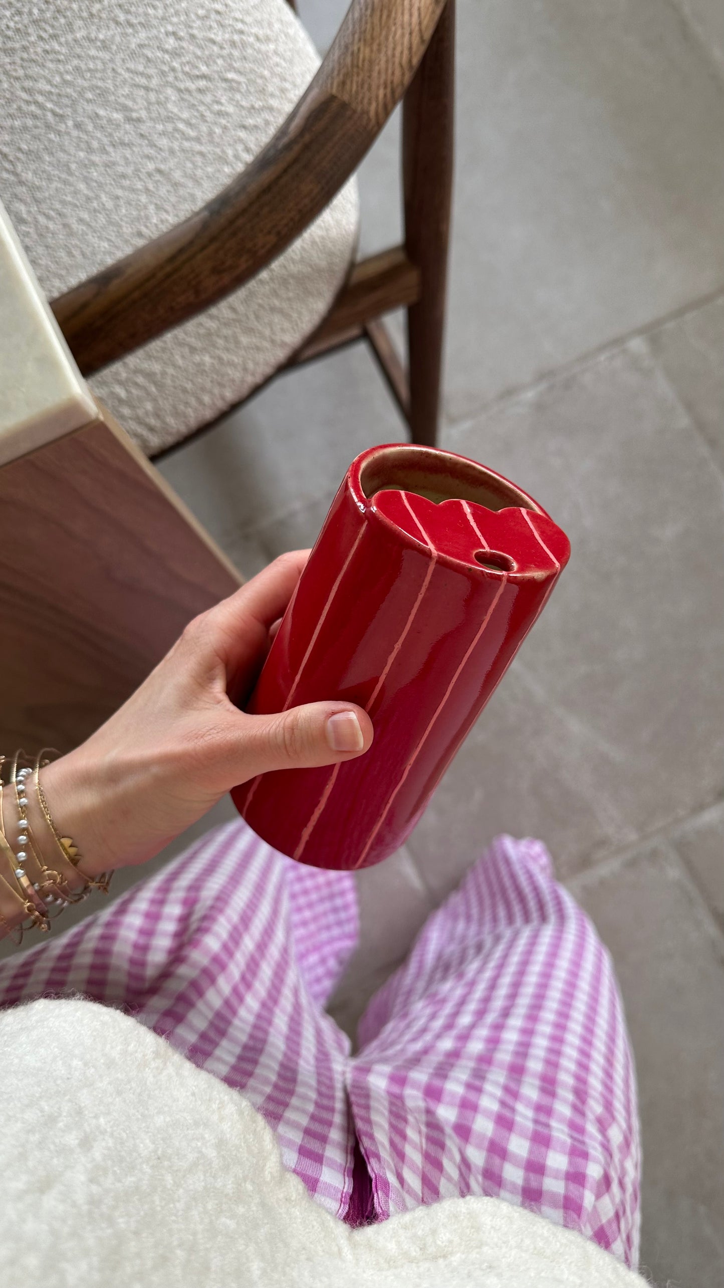 Travel mug rouge et lignes