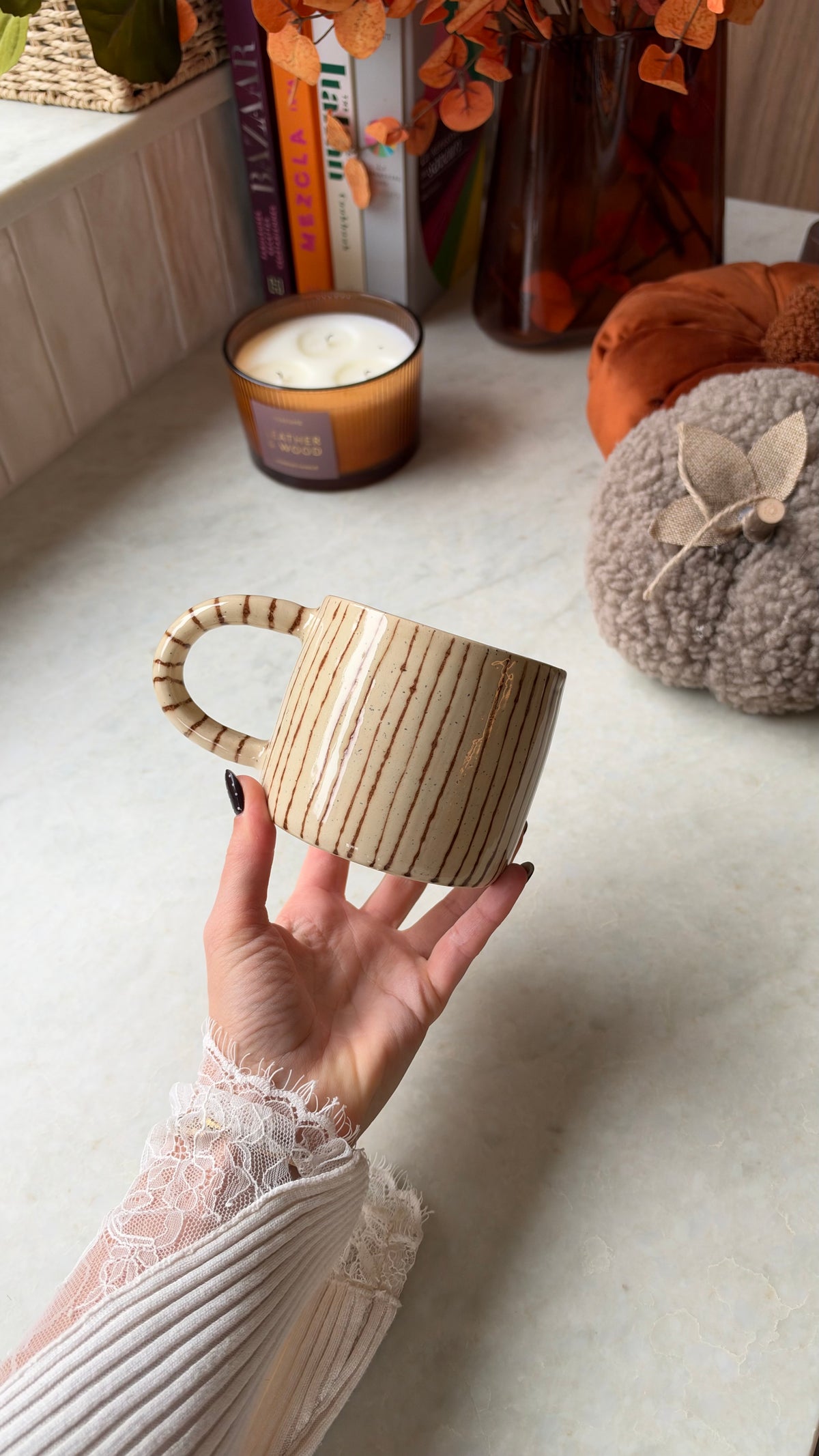 Mug lignes brunes « grand »