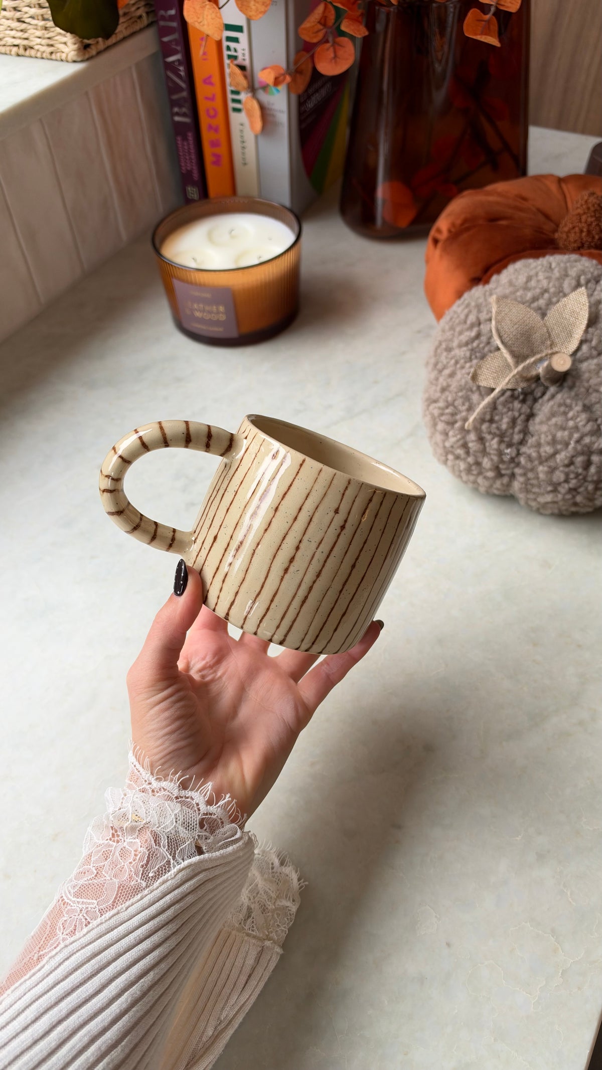 Mug lignes brunes « grand »