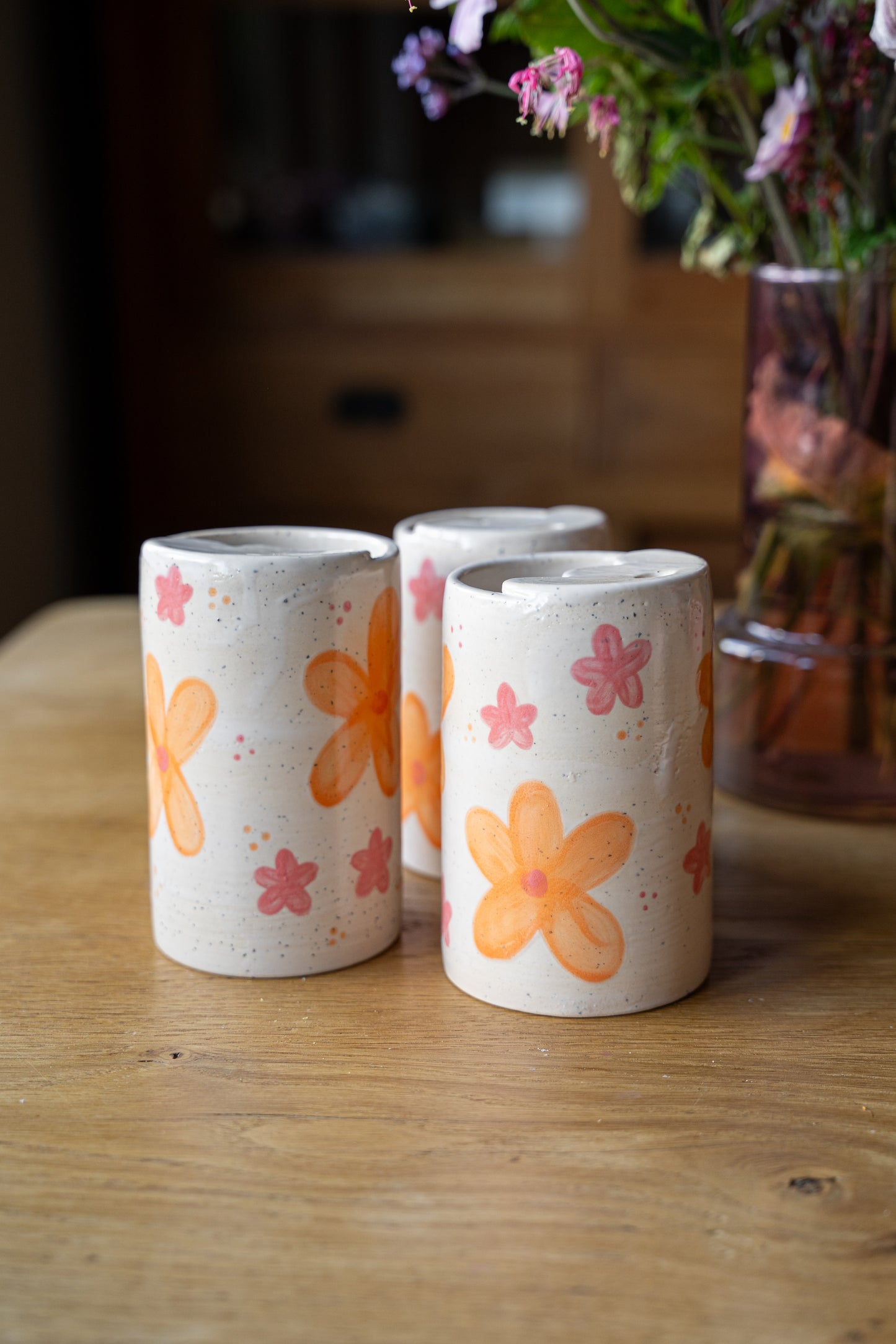 Travel mug fleurs
