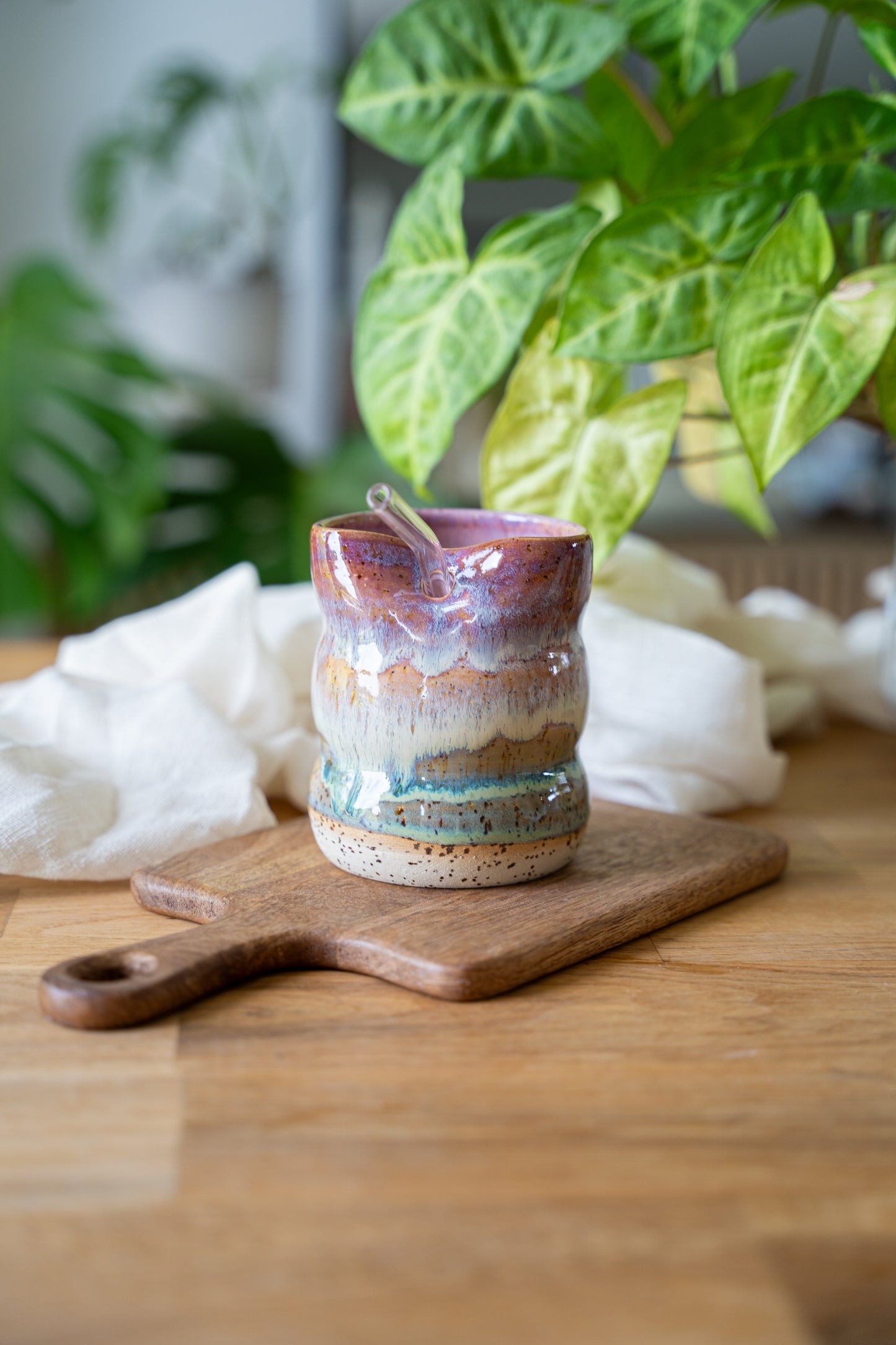 Mug bourrelets hortensia avec paille