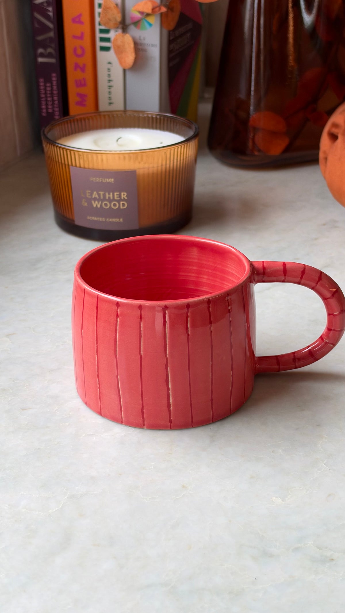 Mug lignes roses et rouges